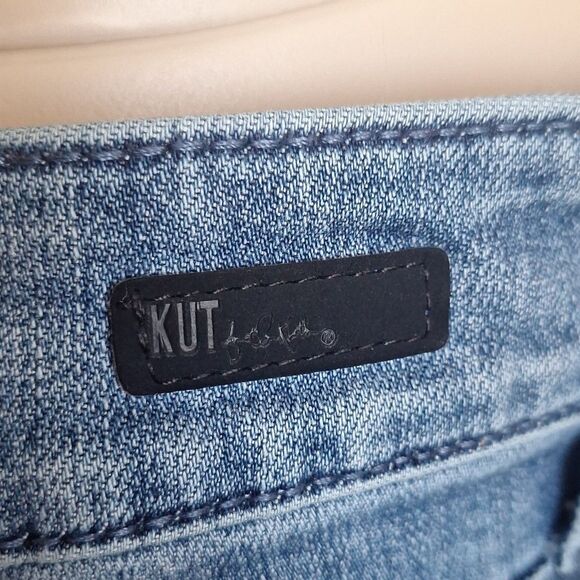 Kut From The Kloth Retro Flared Bell Jeans Blue Distressed Y2k Denim, Size 10 - Picture 5 of 8